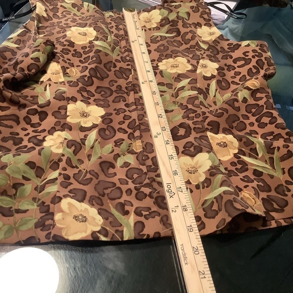 Betsy's Things Vintage Leopard Floral Print 2 Piece Set Peplum‎ Top Skirt 931985 - Picture 3 of 11